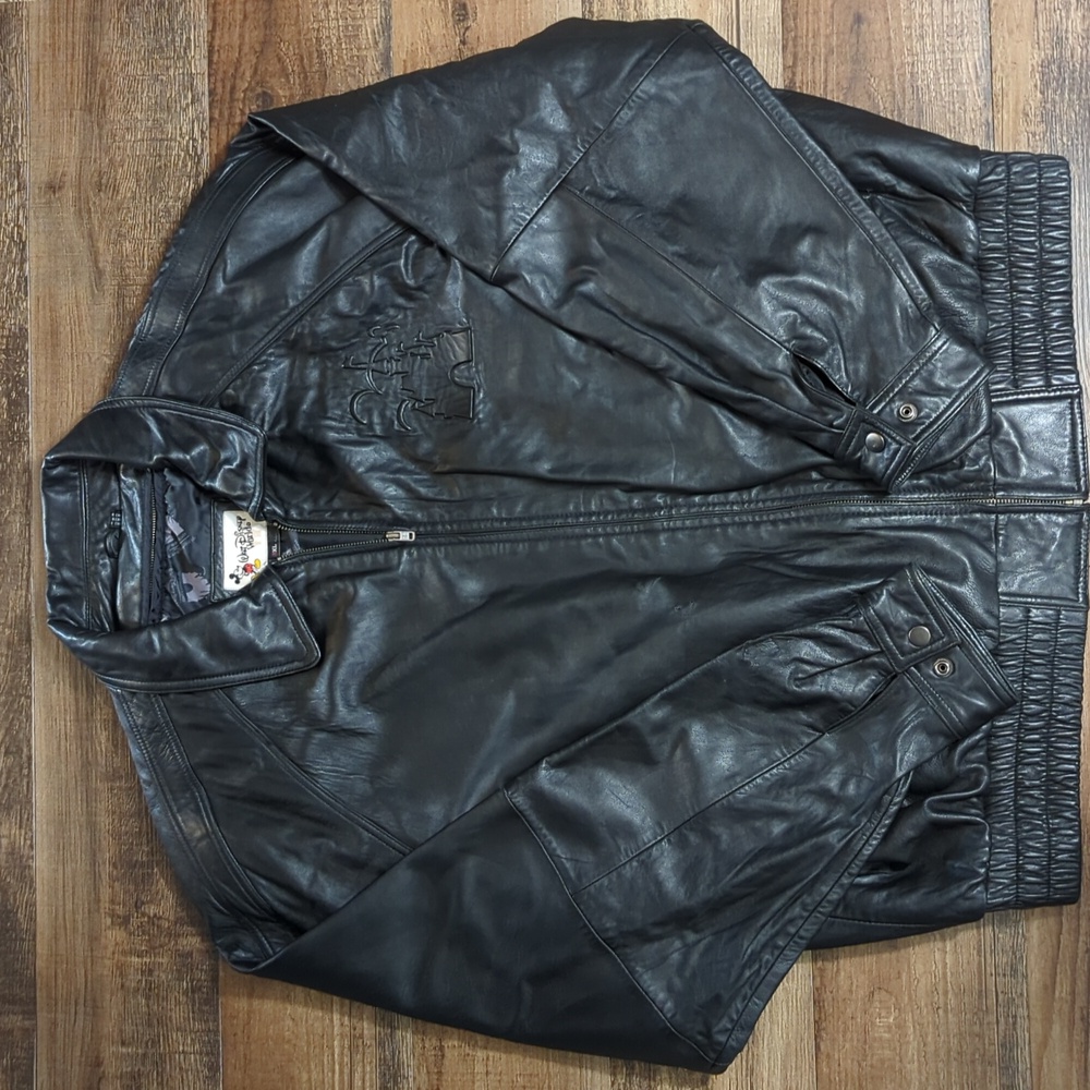 Walt Disney World Leather Jacket 30th Anniversary Vintage 90s Size XXL in Black
